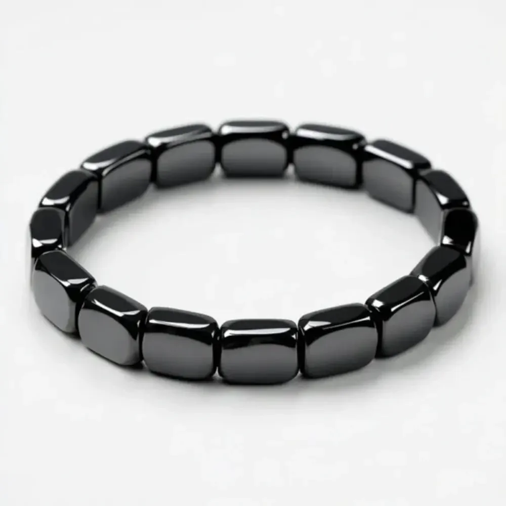 NIB Hemios Hematite Bracelet for Men Metallic Black Stone Size M - 1
